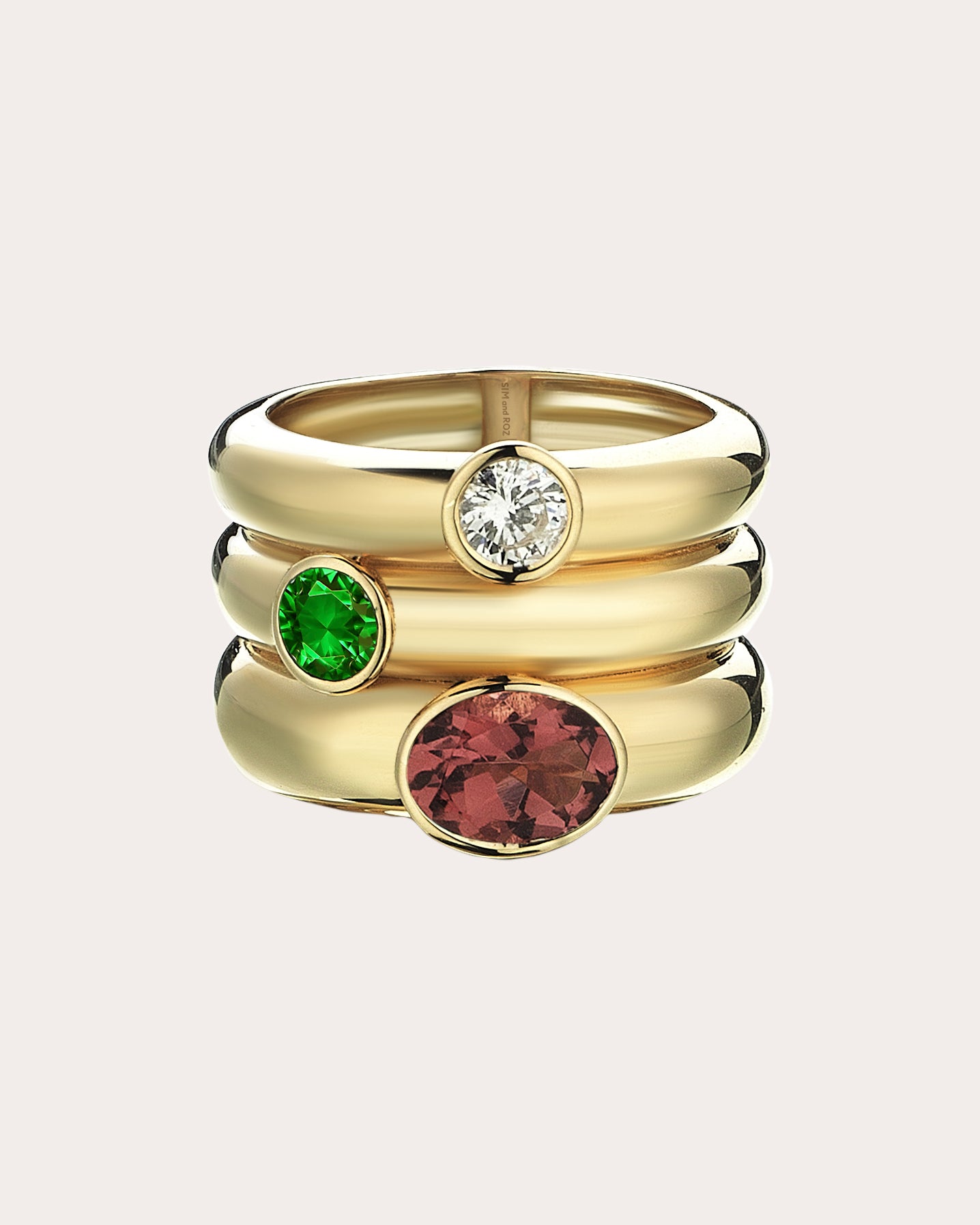 Shop Sim And Roz Women's Tourmaline & Diopside Treasured Ring In Gold