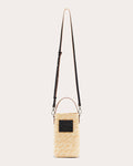 Women Straw Bucket Bag In Honey Leather/cotton/nylon