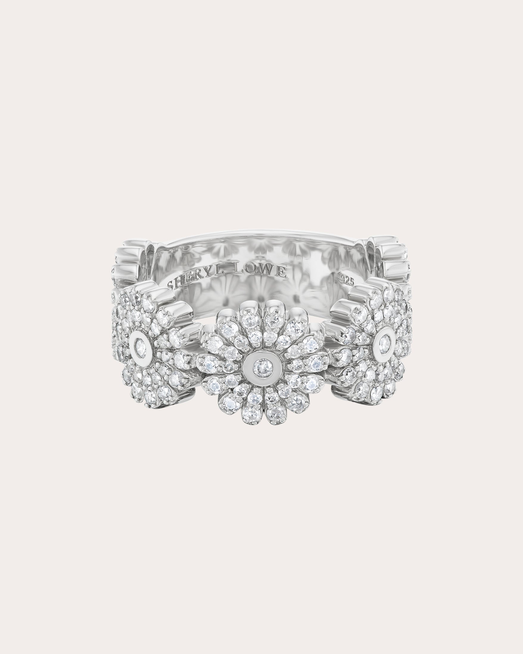 Shop Sheryl Lowe Women's Diamond Pavé Daisy Ring In Silver