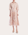 Tall Tall A-line Belted Pleated Embroidered Dress by Badgley Mischka