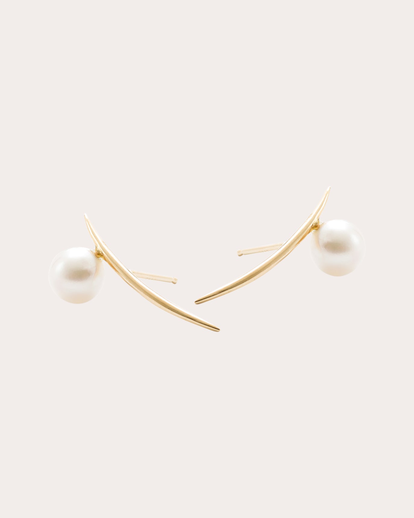 Shop White/space Women's Pearl Arc Stud Earrings In White