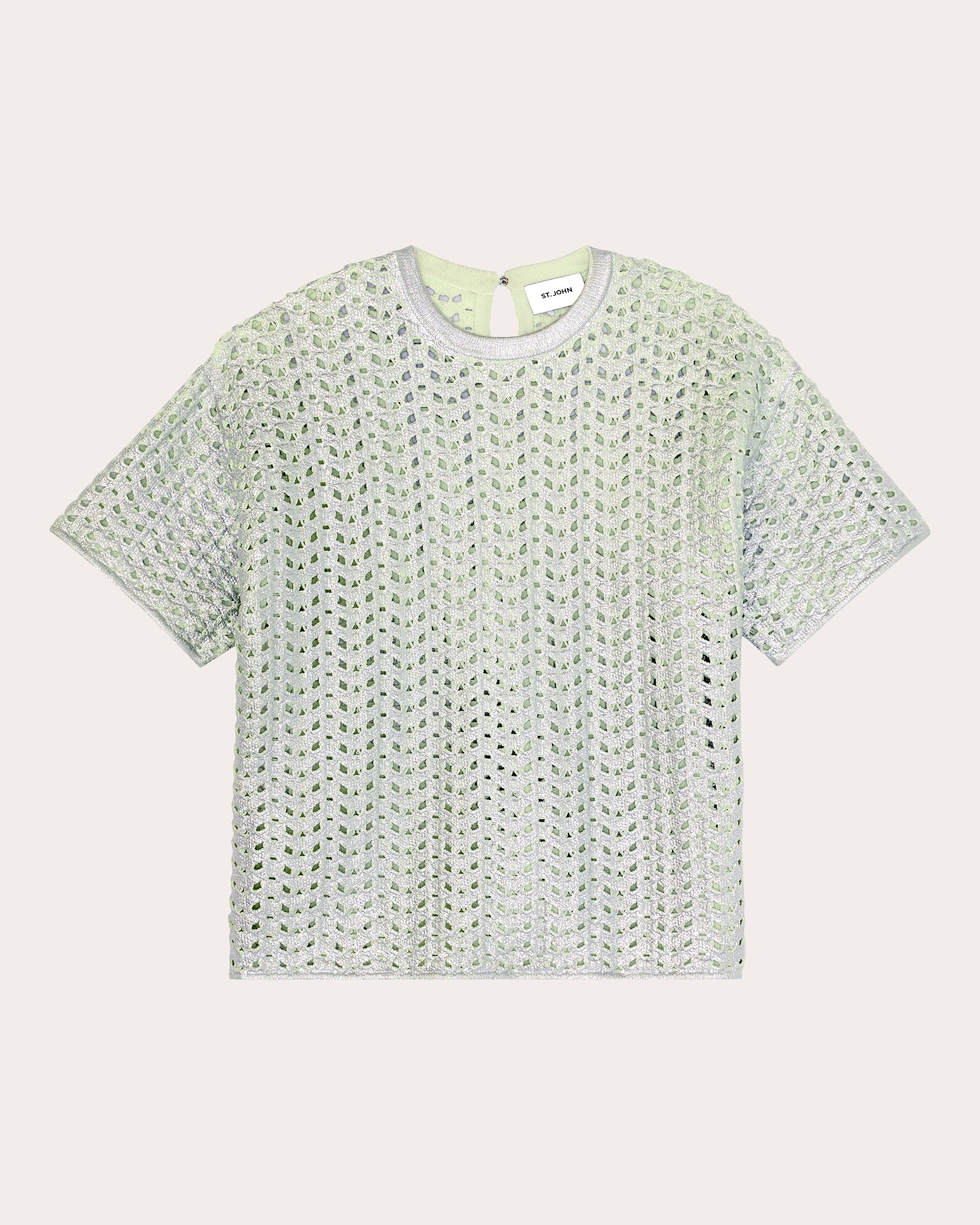 Shop St John Women's Lacquered Crochet Knit Top In Green