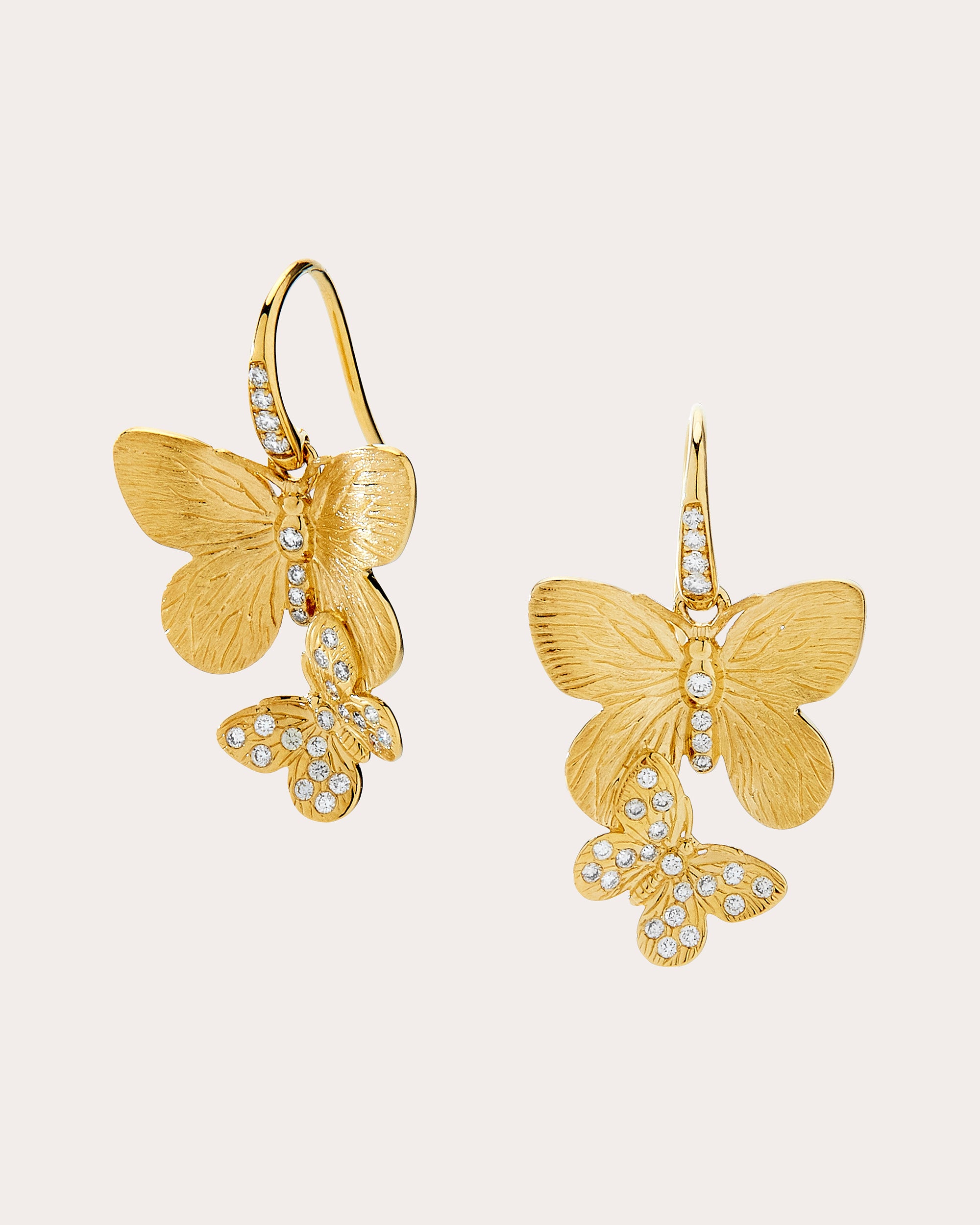 Shop Syna Jewels Women's Diamond Jardin Butterfly Drop Earrings In Gold