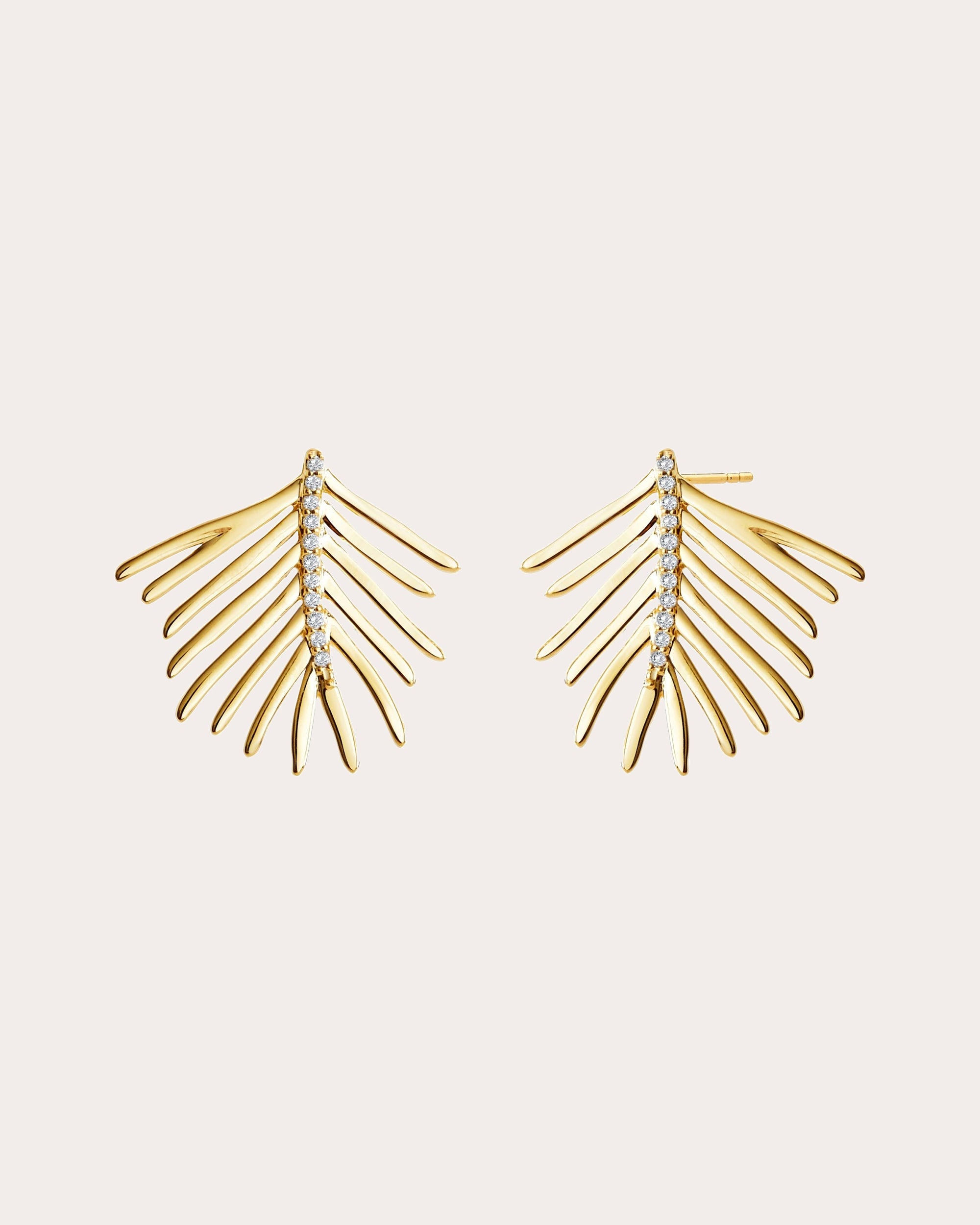 Shop Syna Jewels Women's Diamond Jardin Palm Leaf Drop Earrings In Gold