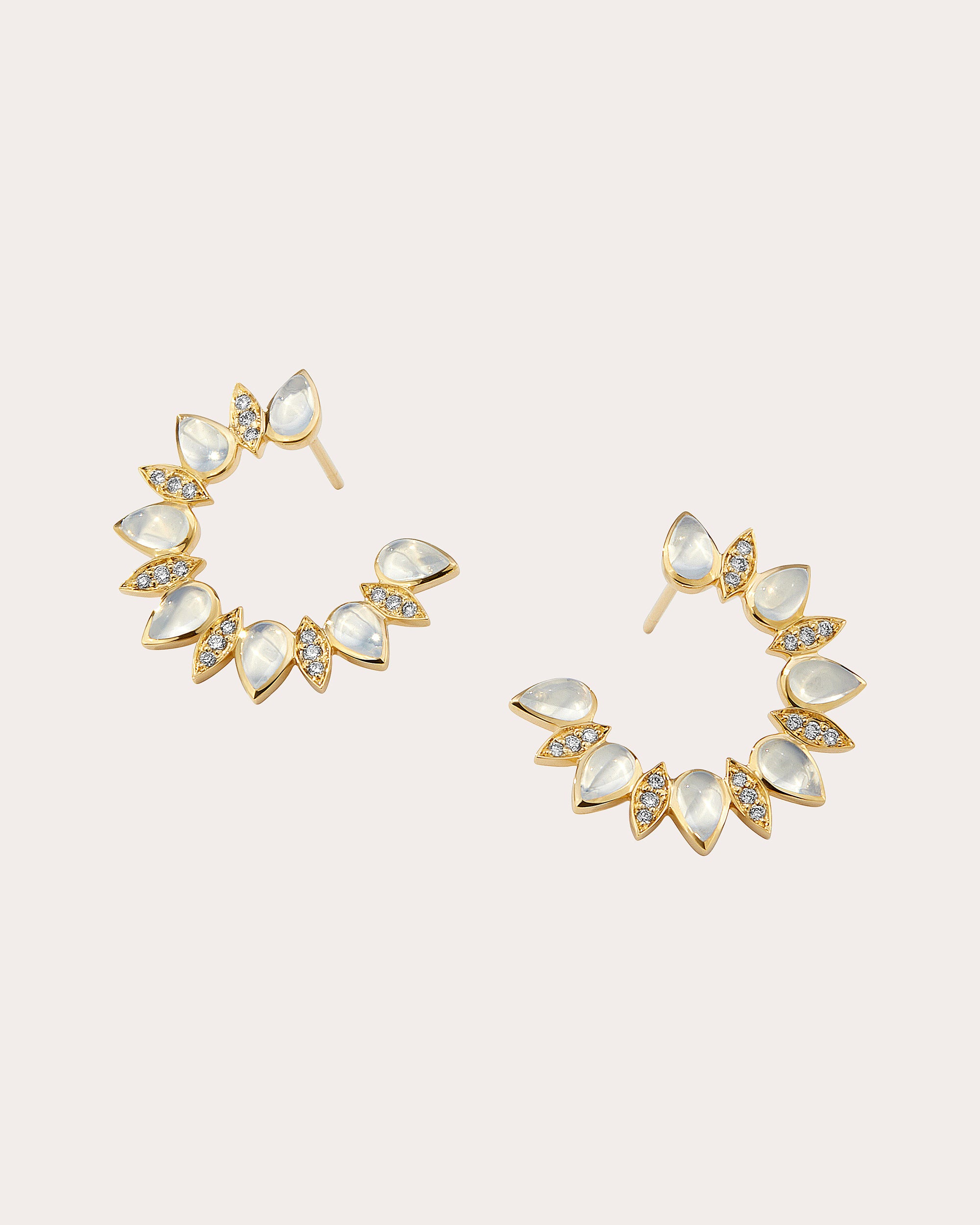 Shop Syna Jewels Women's Moon Quartz Mogul Hoop Earrings In Gold