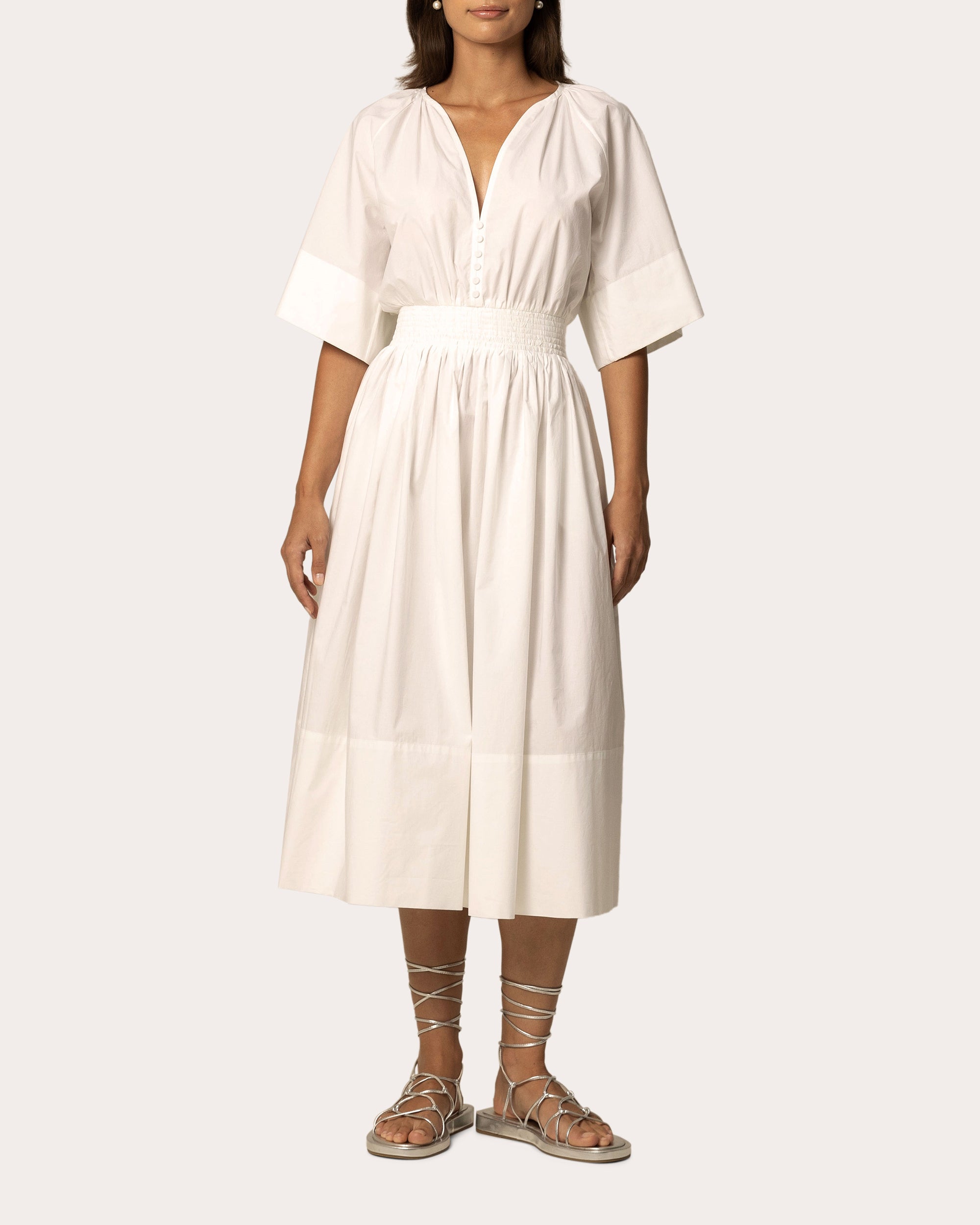 Shop Santicler Women's Ania Poplin Shirt Dress In White
