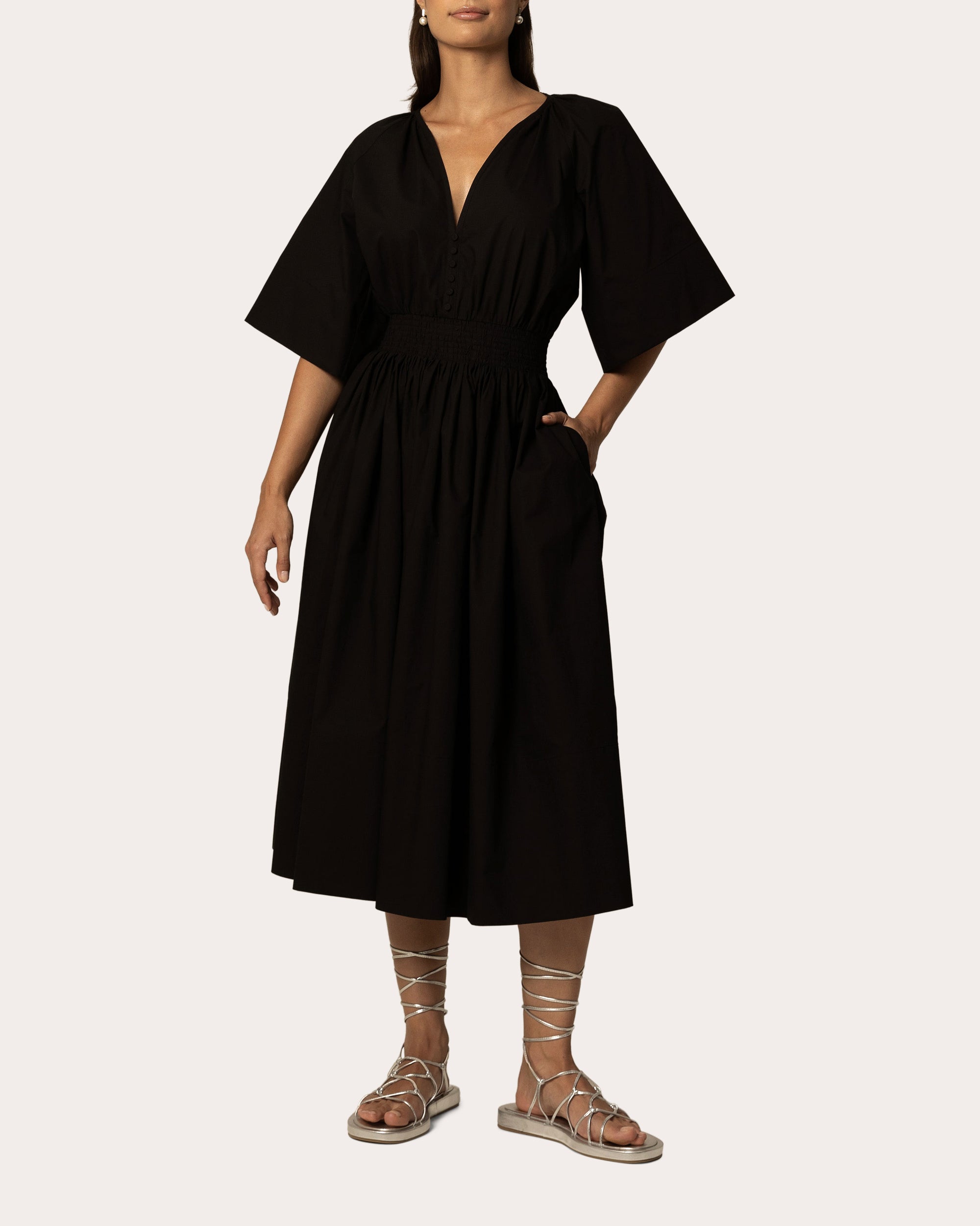 Shop Santicler Women's Ania Poplin Shirt Dress In Black