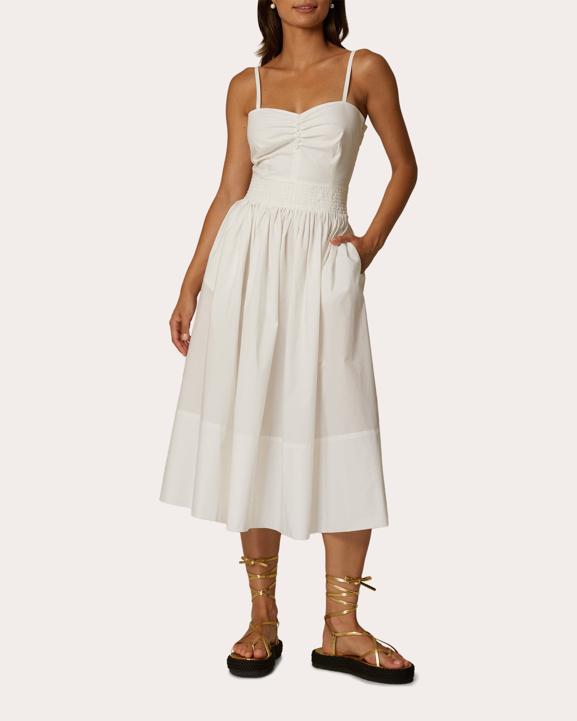 Shop Santicler Women's Miria Poplin Strappy Dress In White