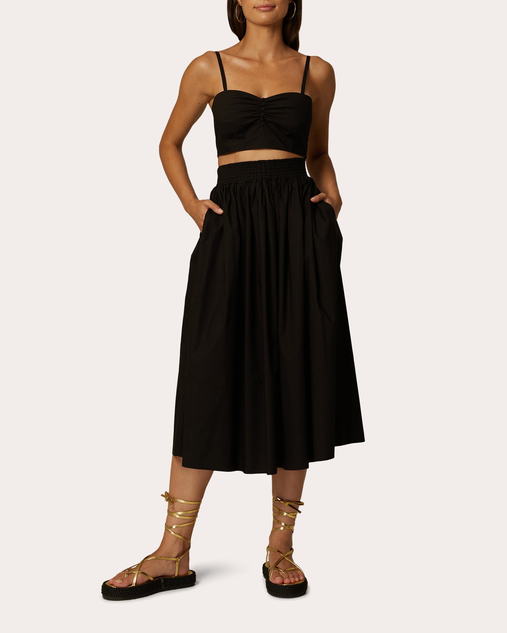 Shop Santicler Women's Sofia Poplin Full Skirt In Black