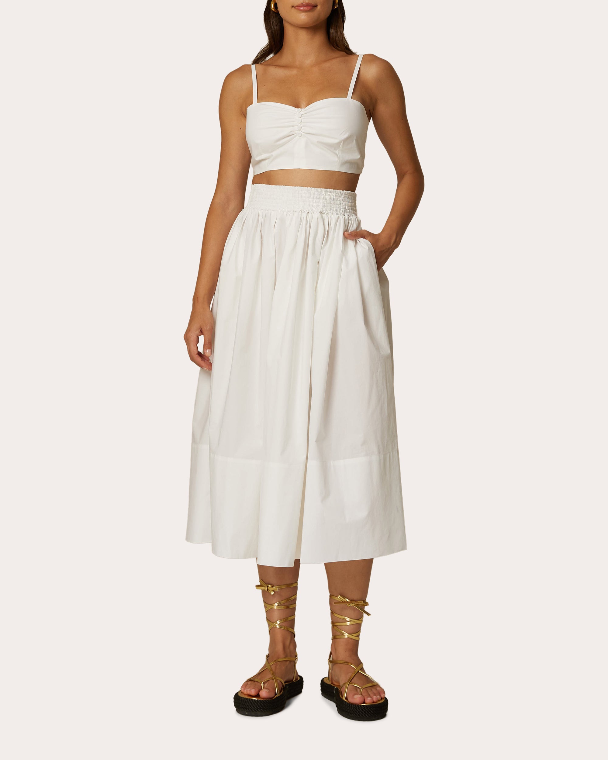 Shop Santicler Women's Sofia Poplin Full Skirt In White