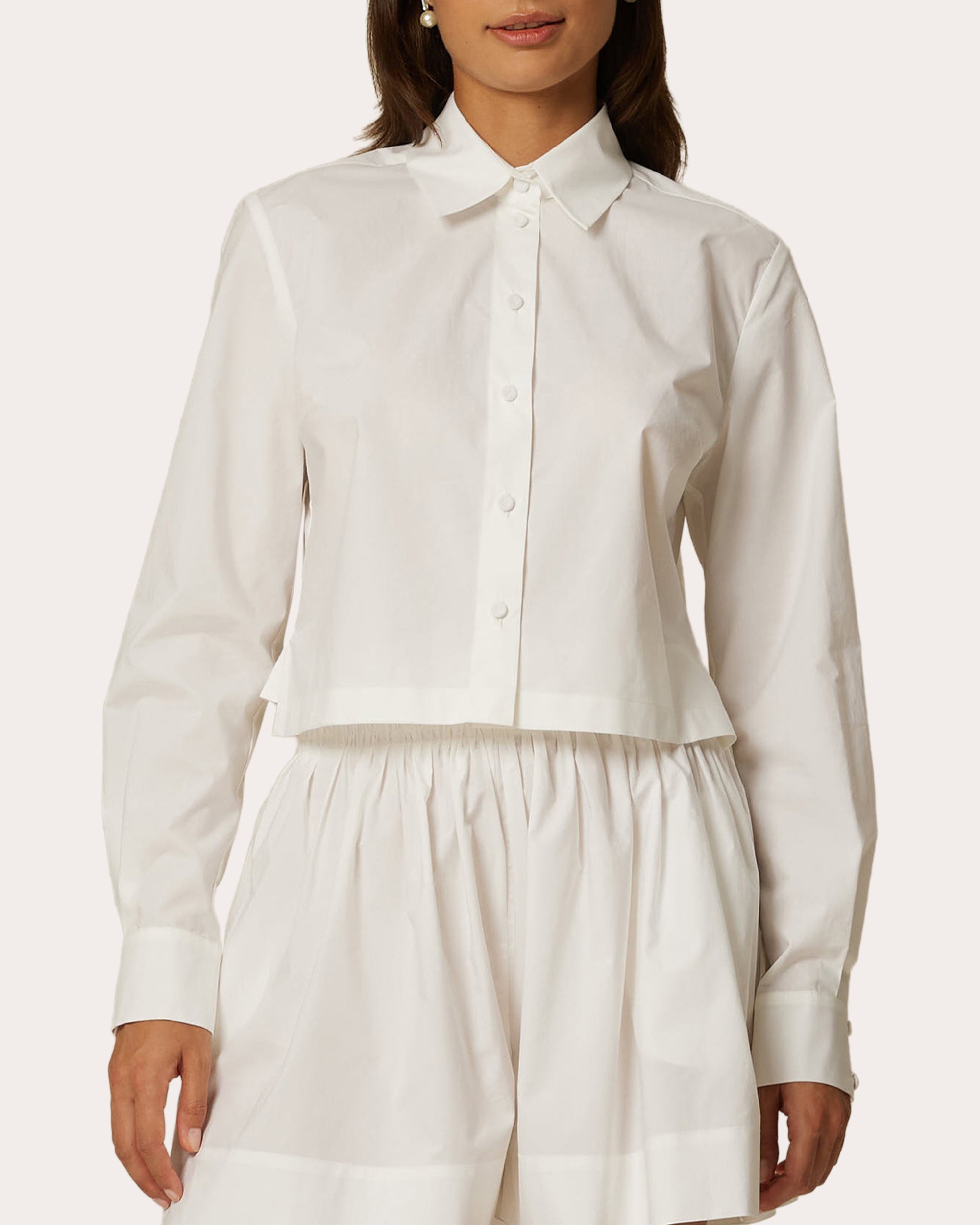 Shop Santicler Women's Cole Cropped Boyfriend Shirt In White
