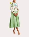 Women Seville Pleated Jacquard Midi Skirt Cotton/polyester
