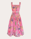 Women Sotavento Midi Skirt In Botanica Pink Cotton/linen