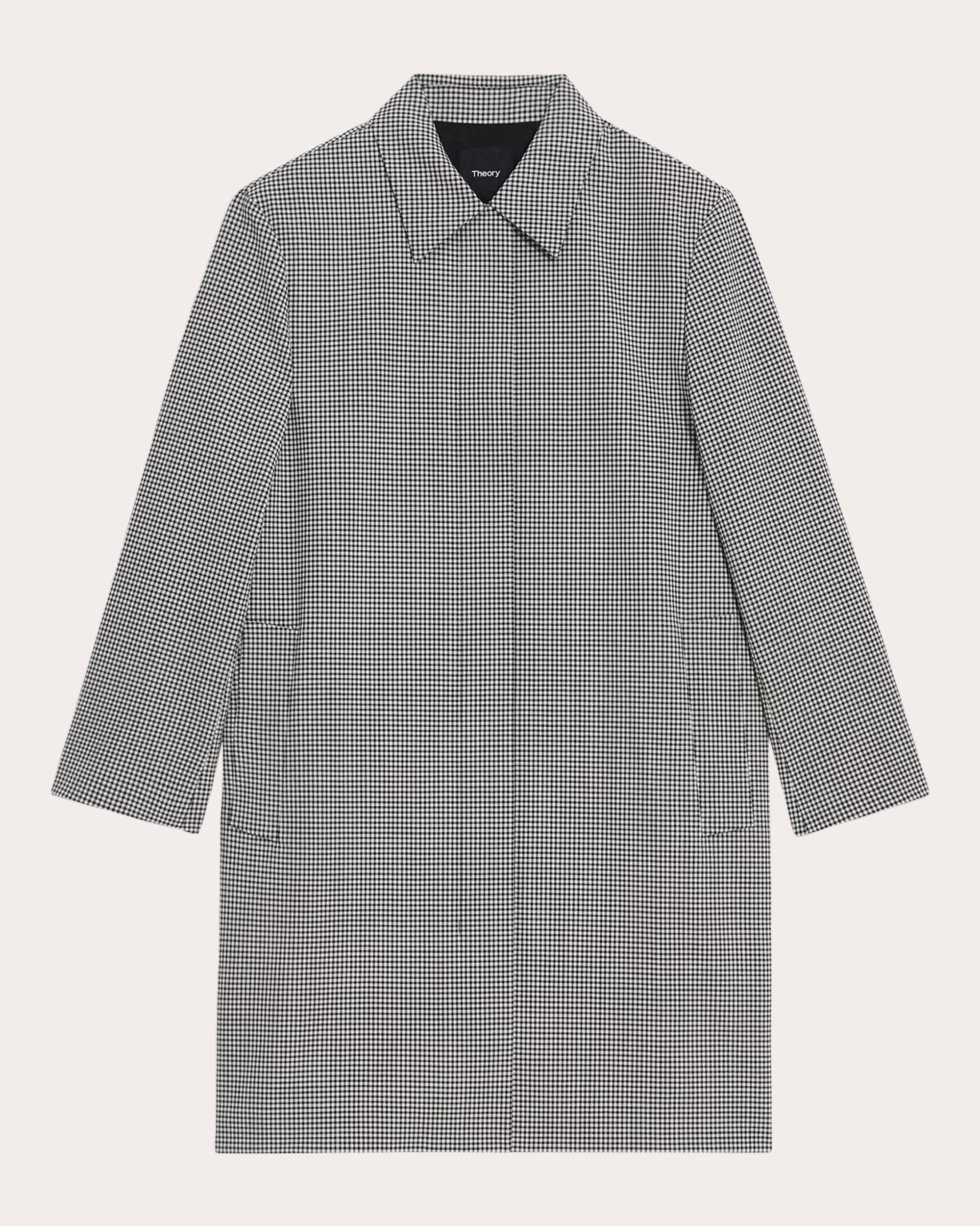 Shop Theory Women's Checkered Car Coat In Grey