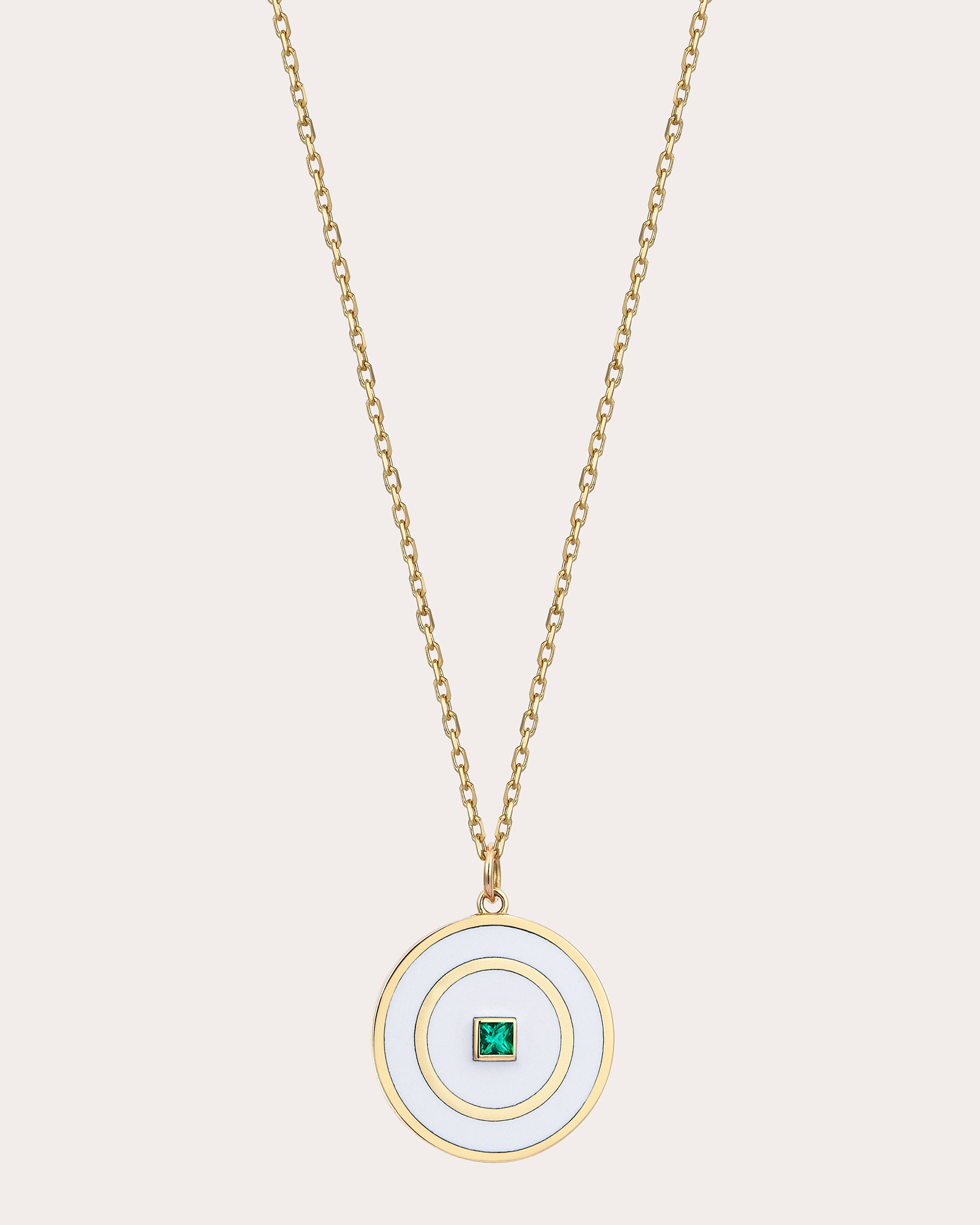 Shop Sim And Roz Women's Emerald Disc Pendant Necklace In White/emerald