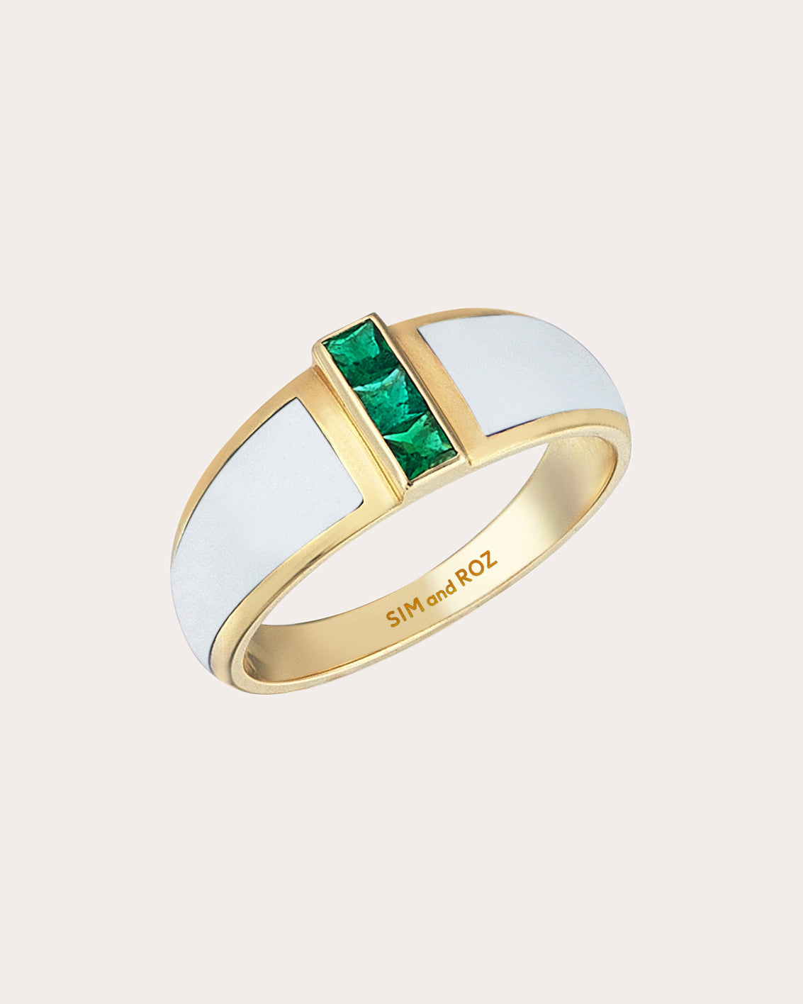 Shop Sim And Roz Women's Alignment Ring In White/emerald