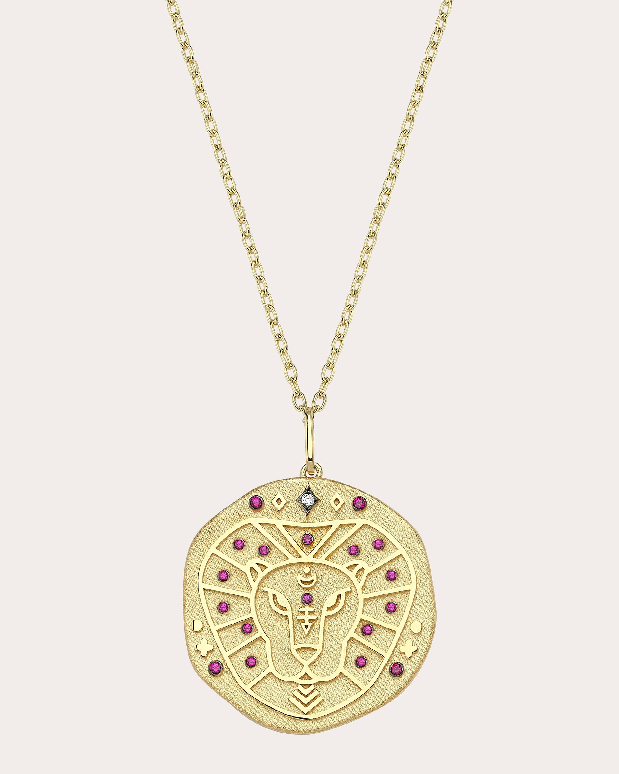 Shop Charms Company Women's Ruby Leo Zodiac Pendant Necklace In Gold