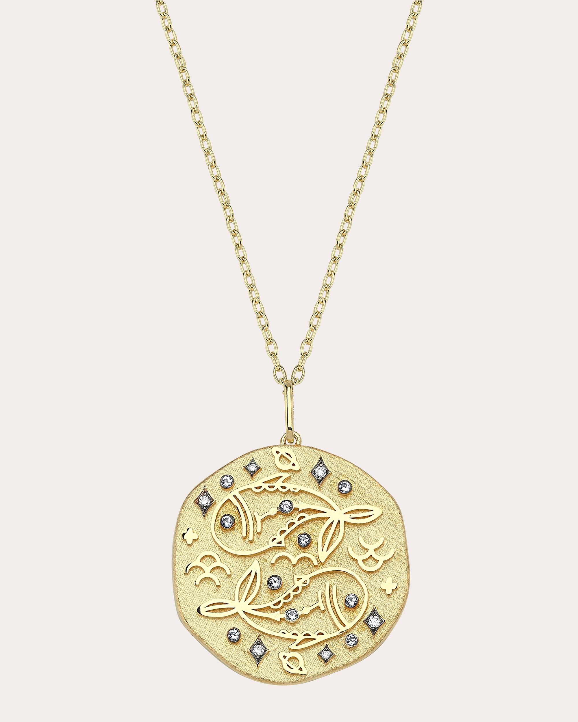 Shop Charms Company Women's Aquamarine Pisces Zodiac Pendant Necklace In Gold