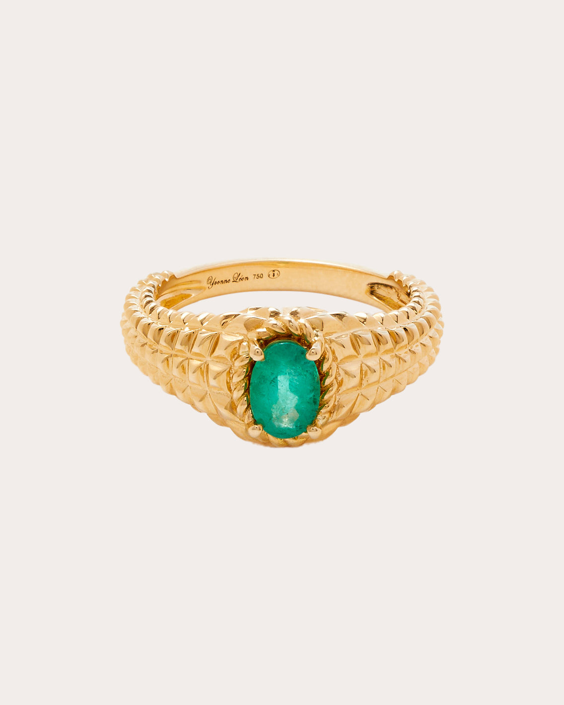 Shop Yvonne Léon Women's Emerald Picotti Oval Baby Signet Ring 18k Gold In Green