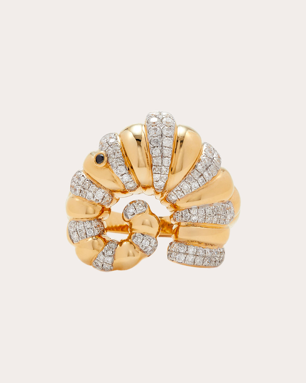 Shop Yvonne Léon Women's Diamond Elephant Coquillage Ring In Gold