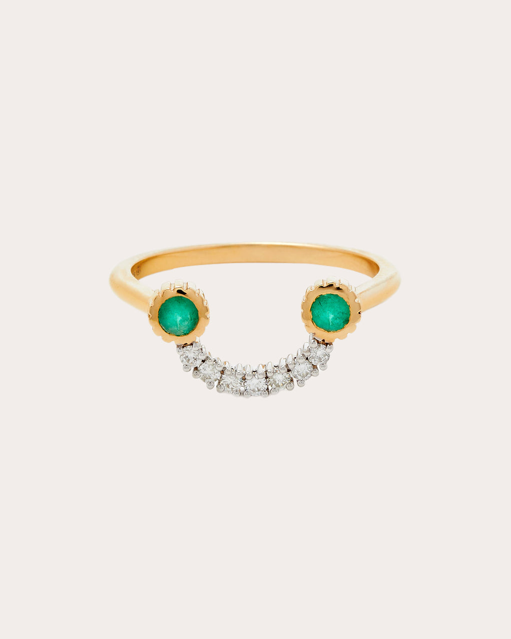 Shop Yvonne Léon Women's Diamond & Emerald Smile Ring 18k Gold In Green