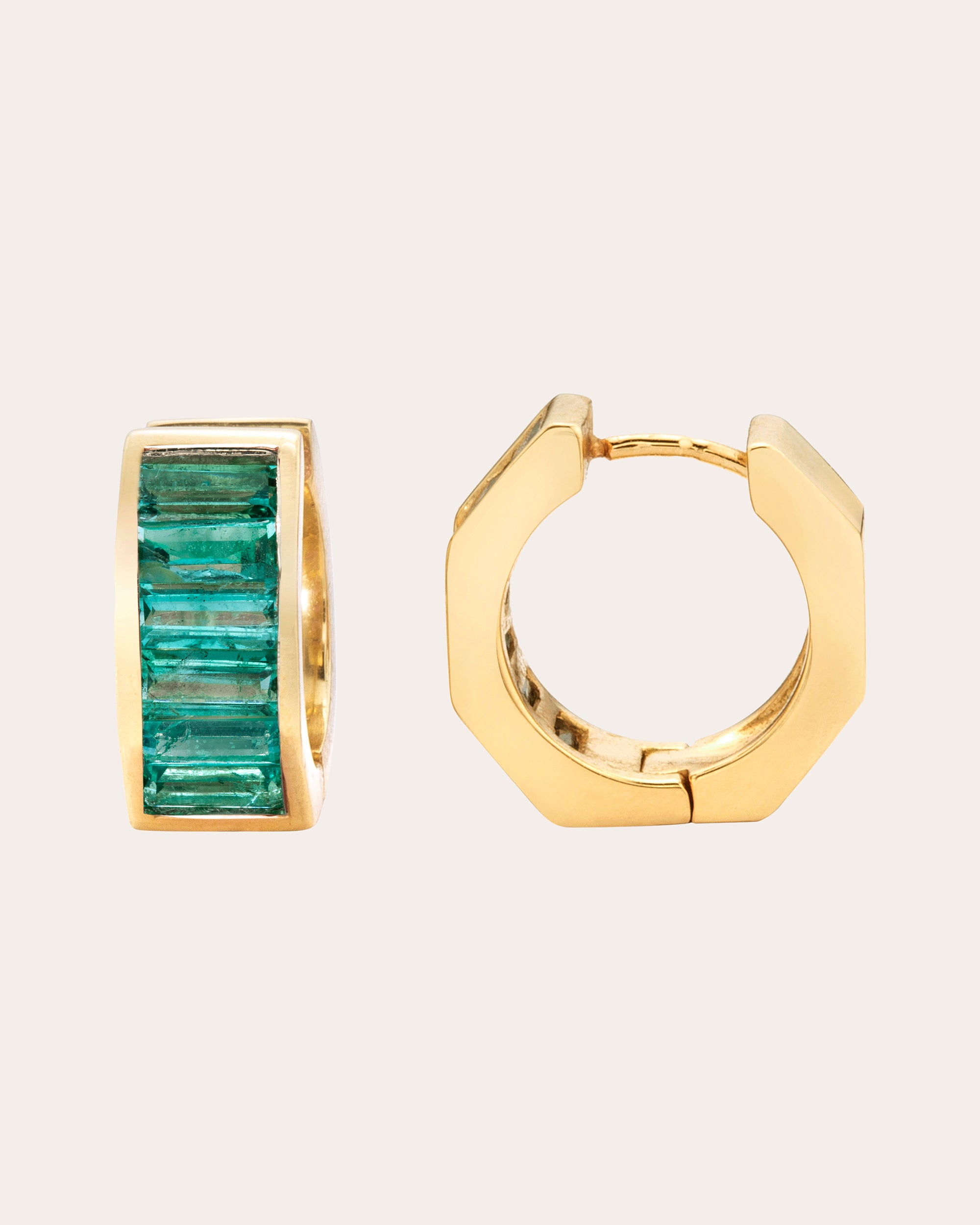 Shop Jolly Bijou Women's Emerald Otto Mini Huggie Earrings In Green