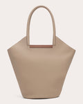 Women Garden Tote Bag In Beige Leather