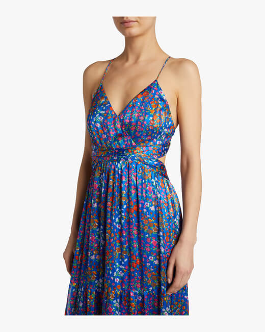 Ba&sh Rosy Cutout Floral Maxi Dress in Blue