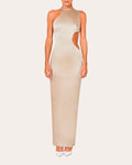 Asymmetric Cutout Halter Dress by Laquan Smith