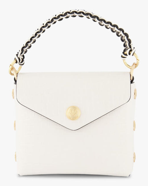 Baguette bag with braided handle, Creamy White - Sisley