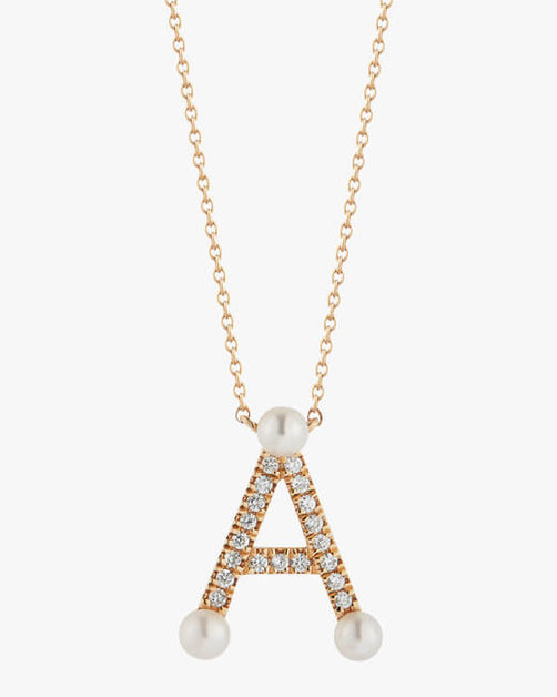 Dana Rebecca Designs Pearl Ivy Initial Pendant Necklace | Olivela