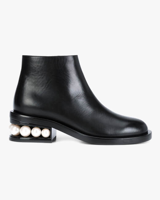 NicholasKirkwood Casati Pearl Ankle Boot. Black Crosta. Pearl Heel