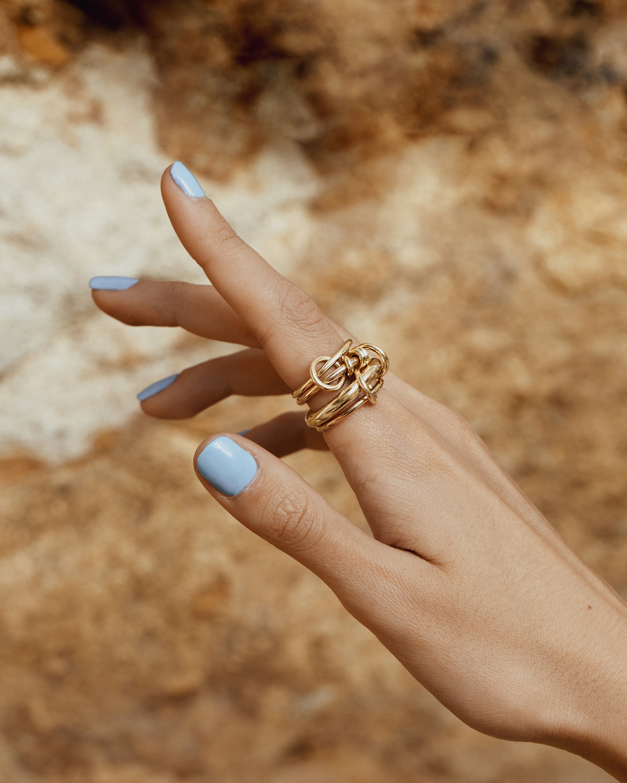 Aries Two-Tone Gold Core Linked Ring