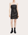 Strapless Leather Fitted Dress by Theory