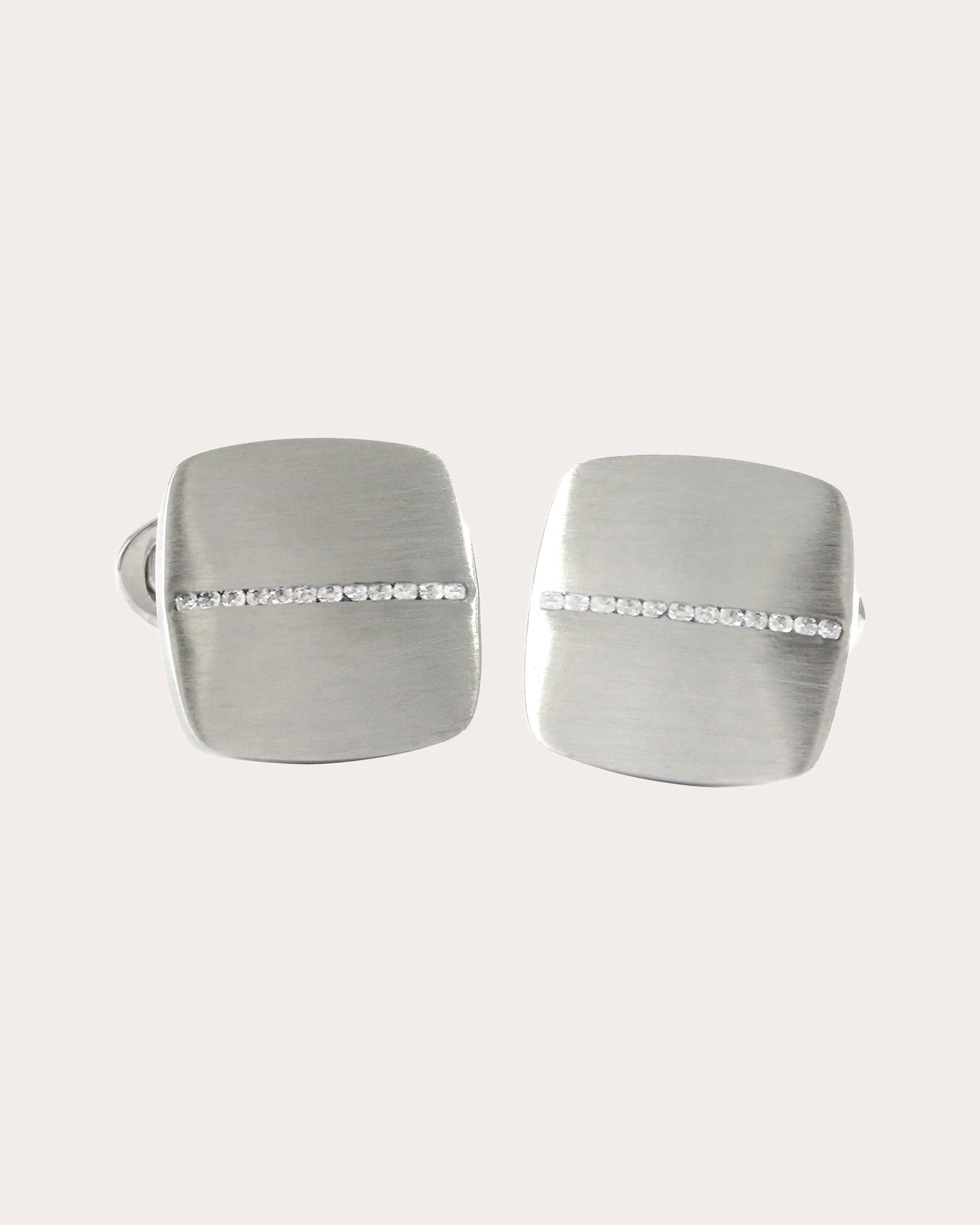 Shop Jan Leslie Women's Brushed Soft Square Diamond & Sterling Silver Cufflinks