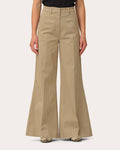 Women Ellen Wide leg Pants In Camel Cotton/denim/elastane