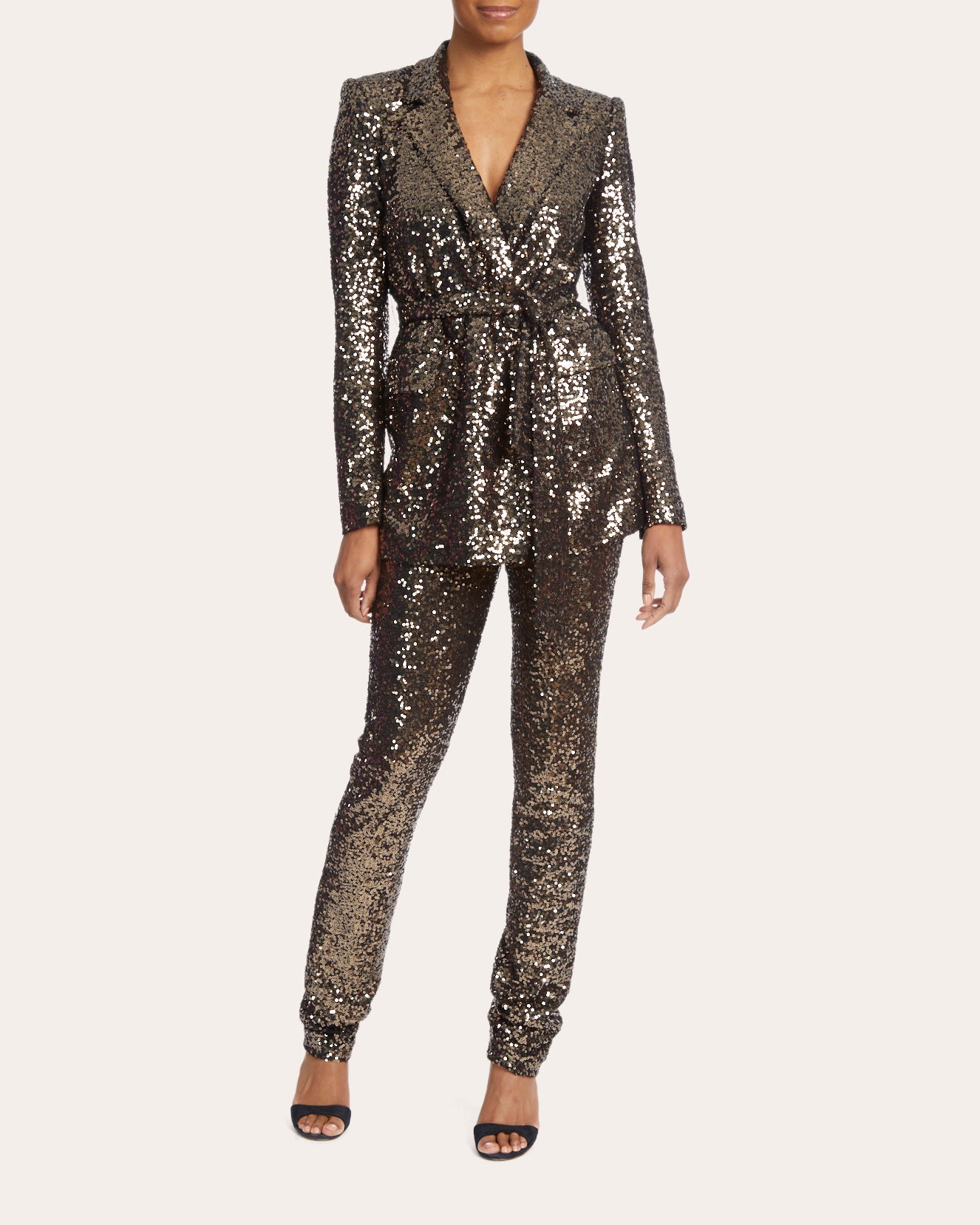 Shop Badgley Mischka Belted Sequin Jacket