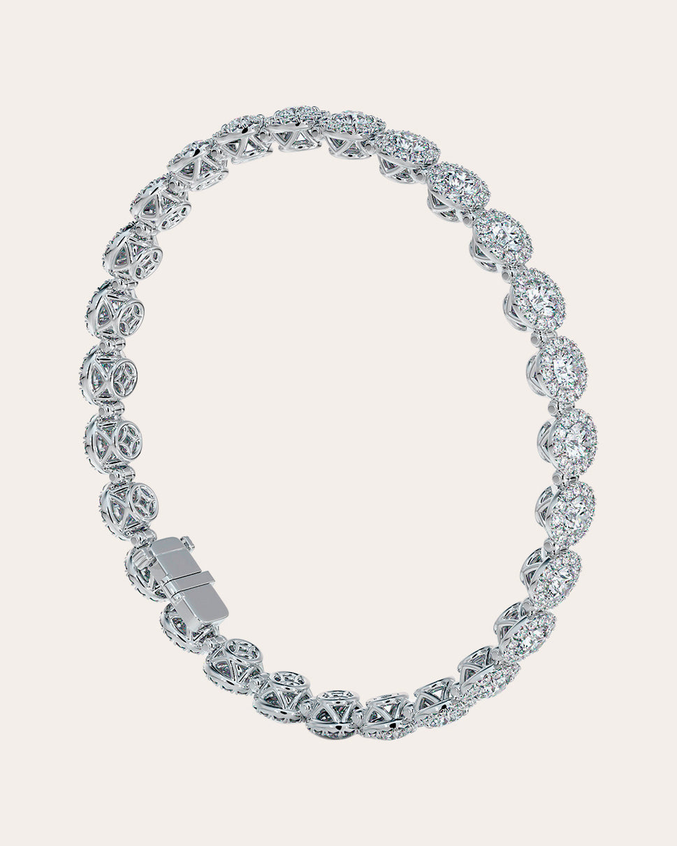 De Beers Forevermark Floral Halo Diamond Necklace 18K