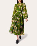 Vertical Stripe Floral Print Flowy Belted Tiered Gathered Semi Sheer Dress by Diane Von Furstenberg