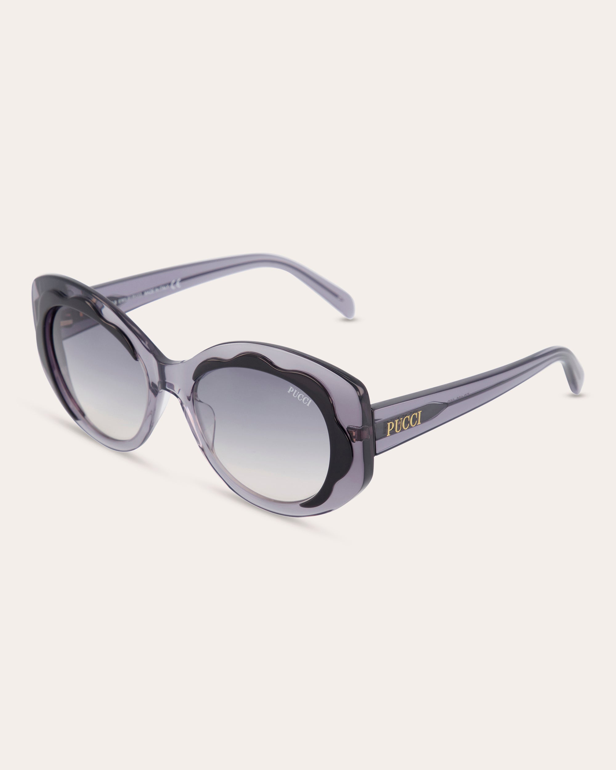 Emilio Pucci EP0136 Sunglasses - 05B Transp. Grey W. Shiny Black Front Detail/ Gradient Grey