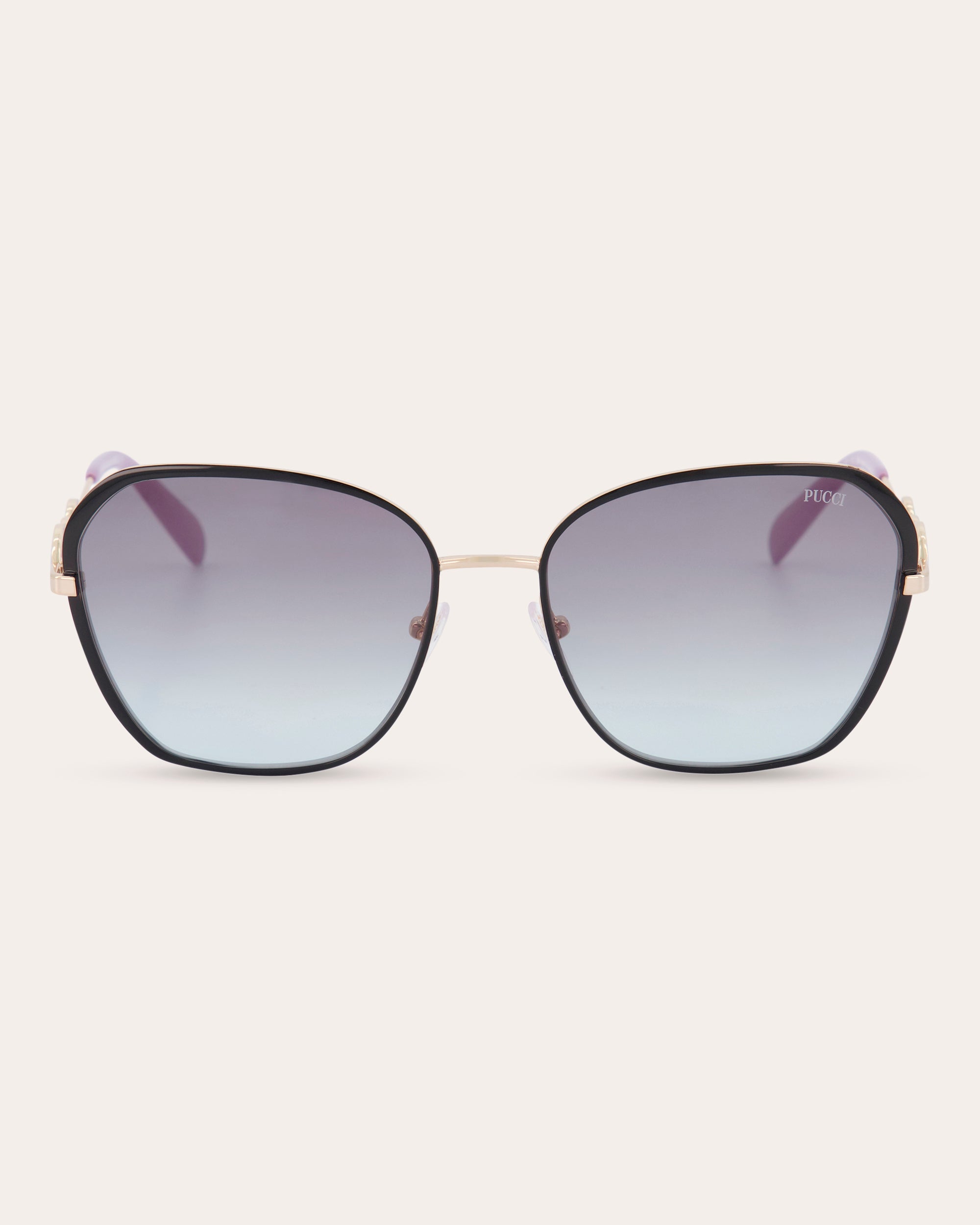 Emilio Pucci Goldtone & Smoke Geometric Embellished Sunglasses