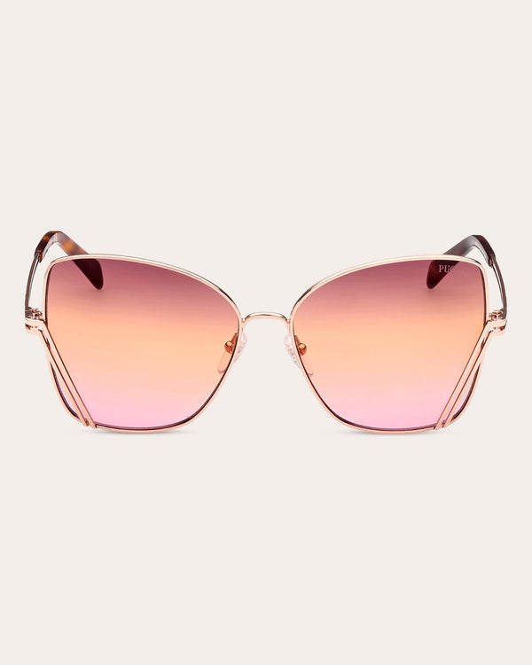 Vixen - Rosegold Frame Rosegold Lens Metal Cateye Sunglasses