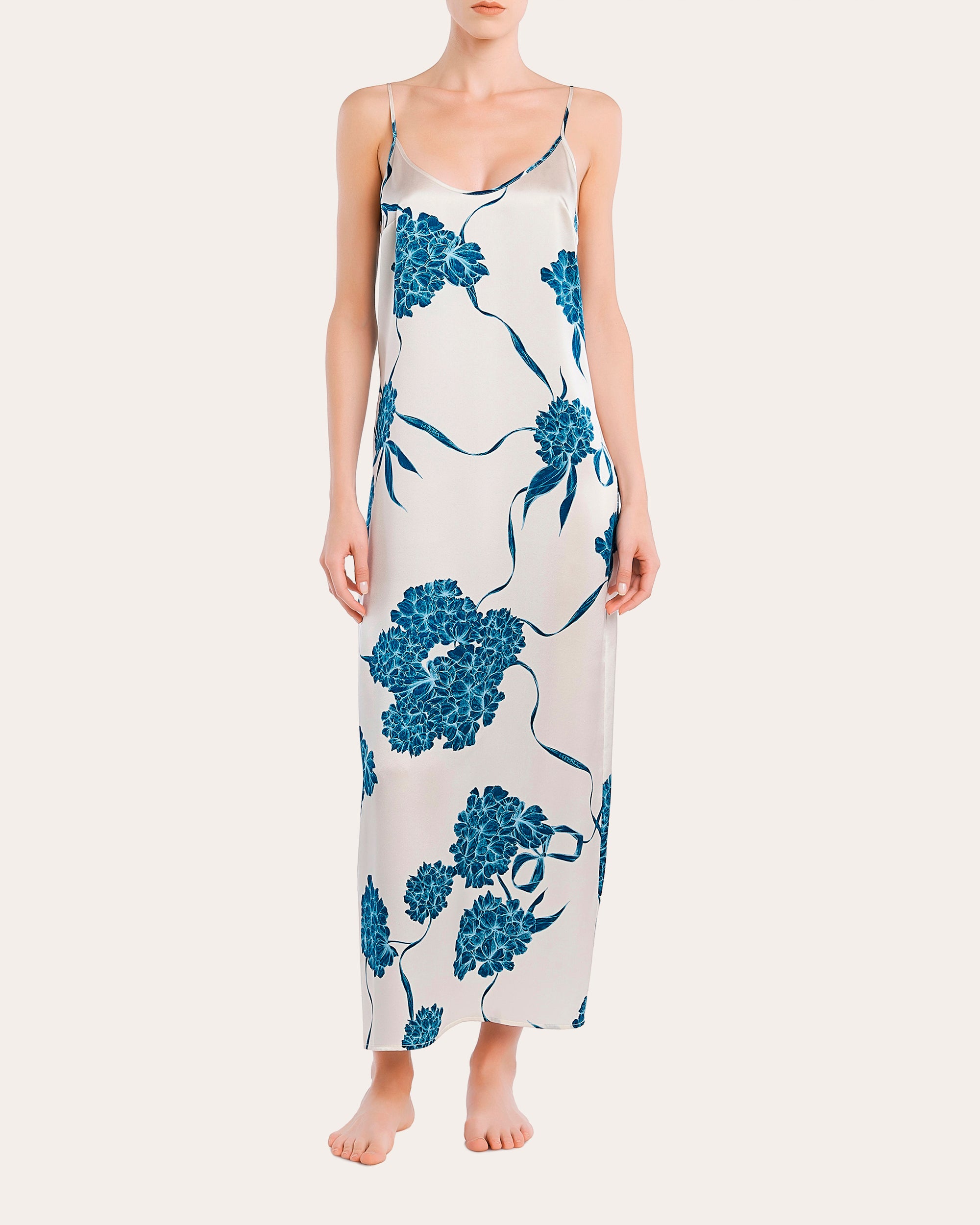 La Perla Floral Silk Long Slip Dress | Olivela
