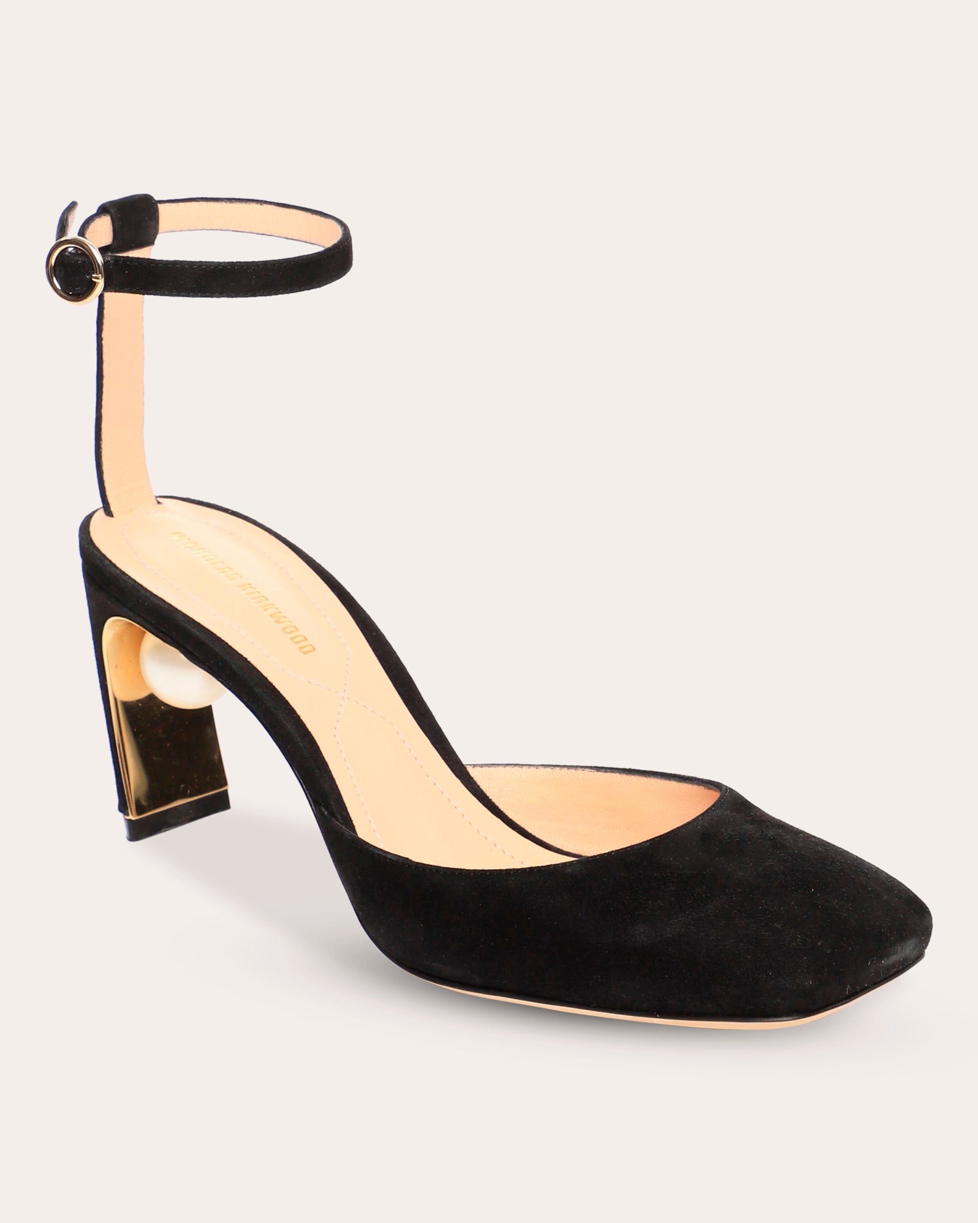 Nicholas Kirkwood Black/Pink Suede and Patent Ankle Strap Pumps