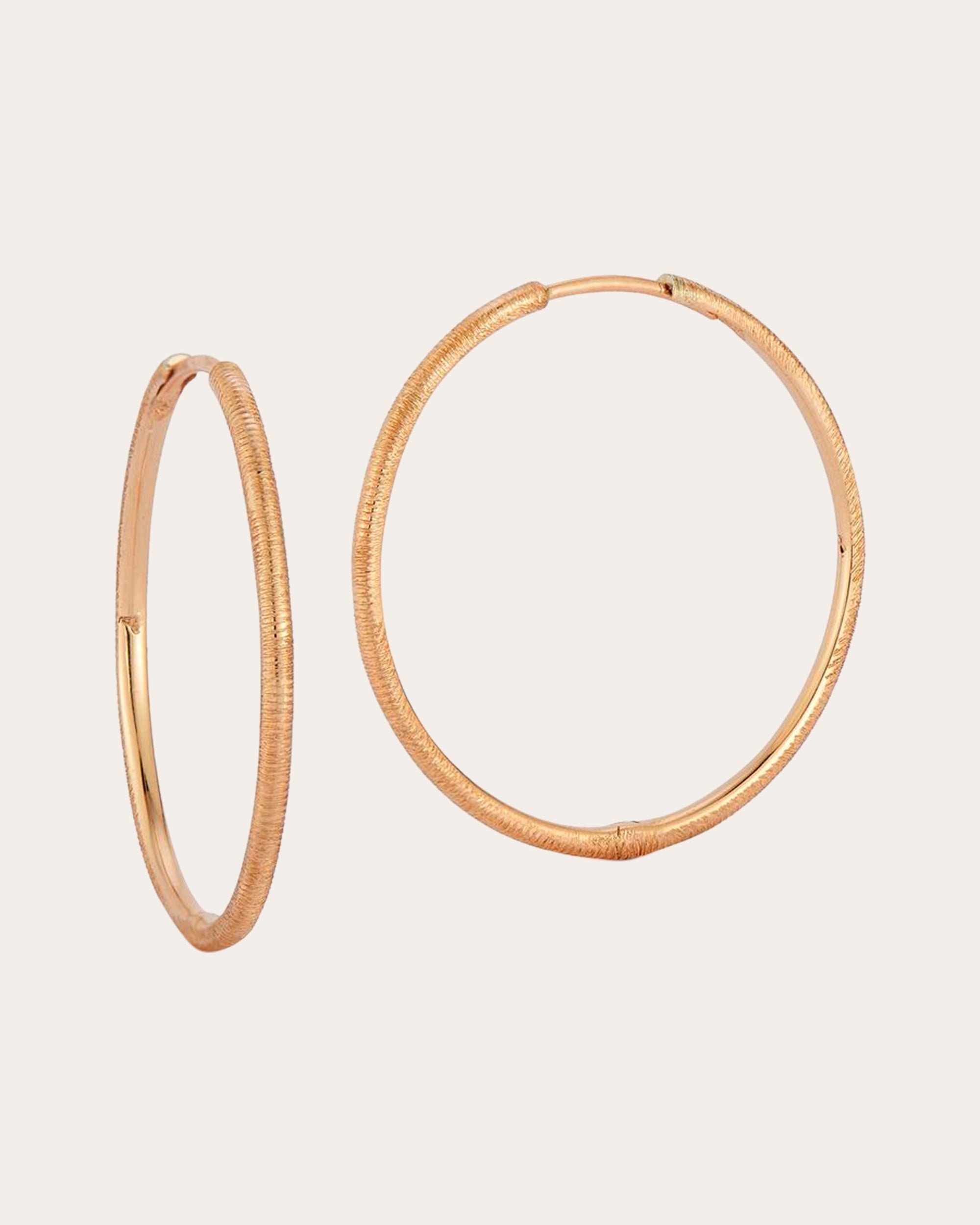 Renna Women's Large Slim Florentine Hoop Earrings In Rose Gold