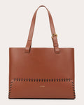 S. Joon Women Whipstitch Tote In Brandy Suede/leather