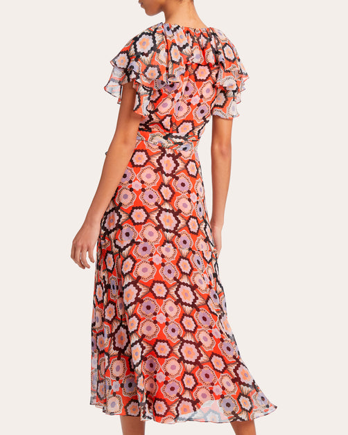 Temperley London Crochet Print Wrap Dress | Olivela