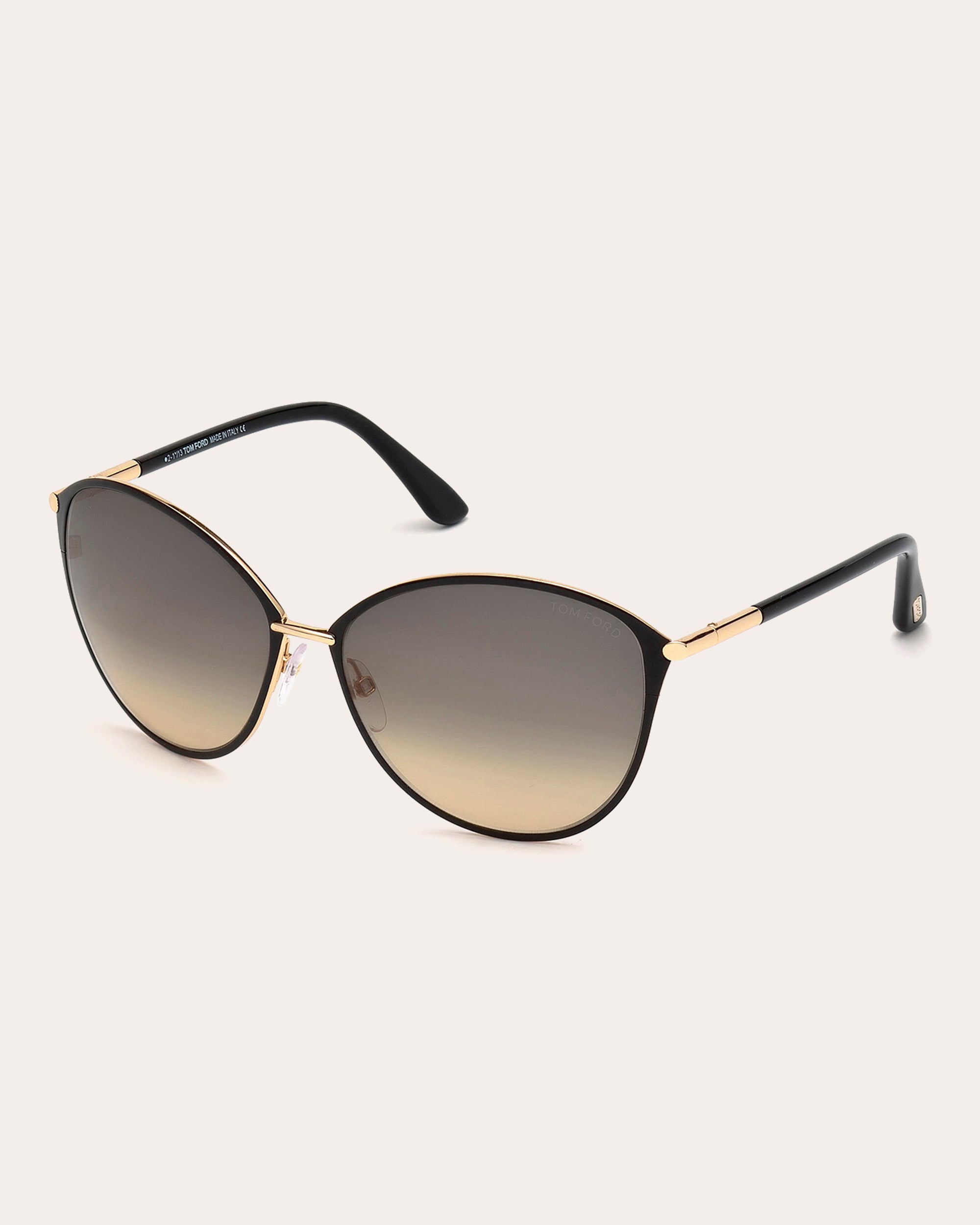 Tom Ford Black & Goldtone Round Sunglasses | Olivela