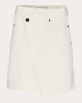 Women Brown Wrap Denim Skirt In Ecru Cotton/denim/elastane