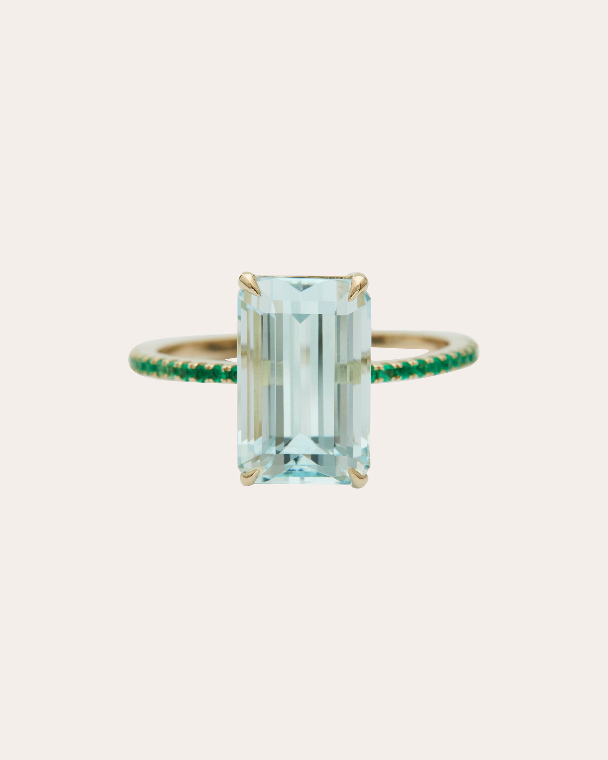 YI COLLECTION WOMEN'S AQUAMARINE AND EMERALD SPRING RING COTTON